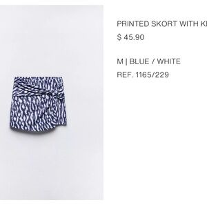 Zara Navy and White Patterned Skort